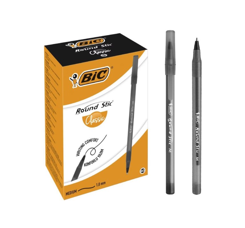 BİC ROUND TÜKENMEZ KALEM SİYAH 60 LI