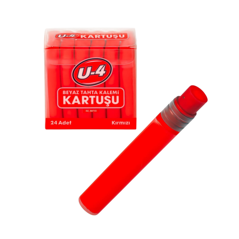U4 TAHTA KALEM KARTUŞU KIRMIZI 24 LÜ
