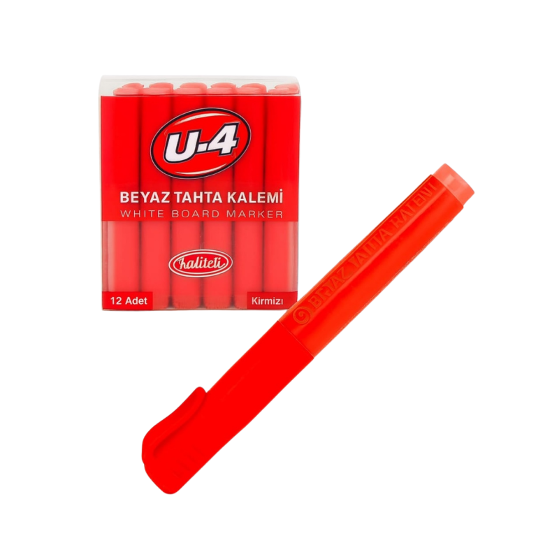 U4 TAHTA KALEMİ KARTUŞLU KIRMIZI 12 Lİ
