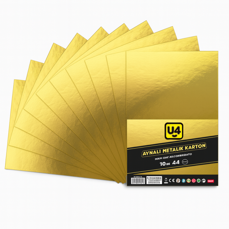 U4 AYNALI KARTON METALİK GOLD A4 10 LU
