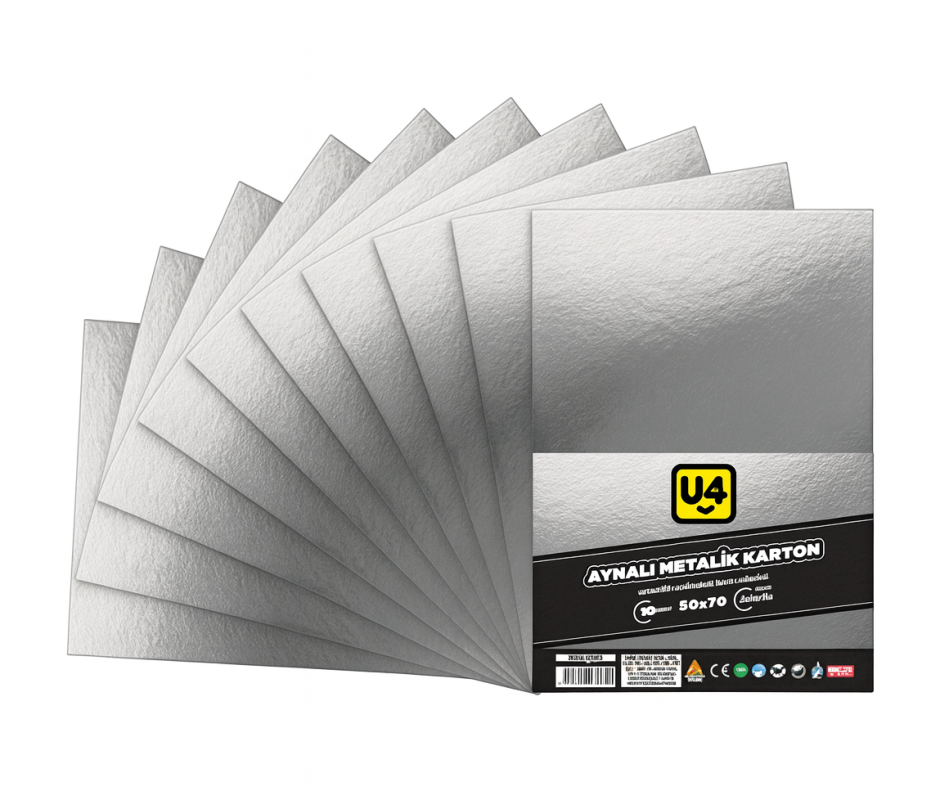 U4 AYNALI KARTON METALİK SİLVER A4 10 LU