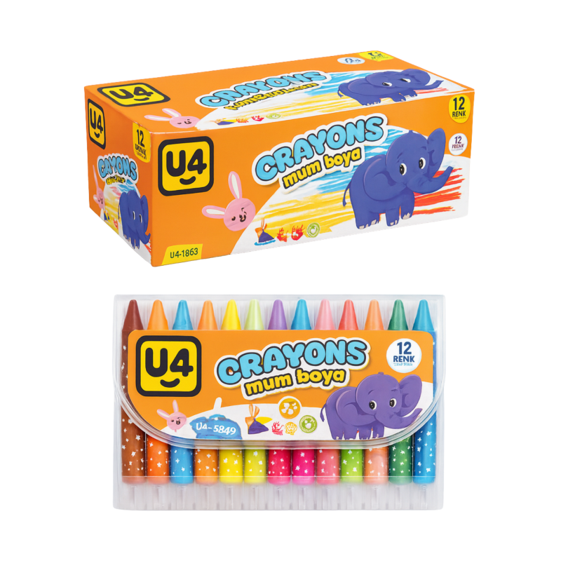 U4 CRAYON BOYA ÇEVİRMELİ KISA 12 Lİ