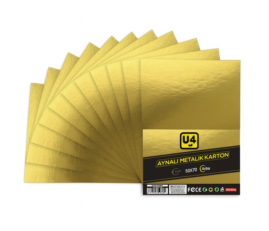 U4 AYNALI KARTON METALİK GOLD 50x70 10 LU