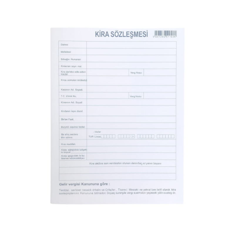 KİRA KONTRATI 1. HAMUR DOLU 100 LÜ