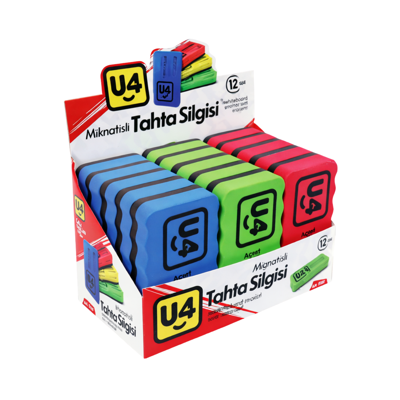 U4 TAHTA SİLGİSİ MIKNATISLI U4-1087 12 Lİ