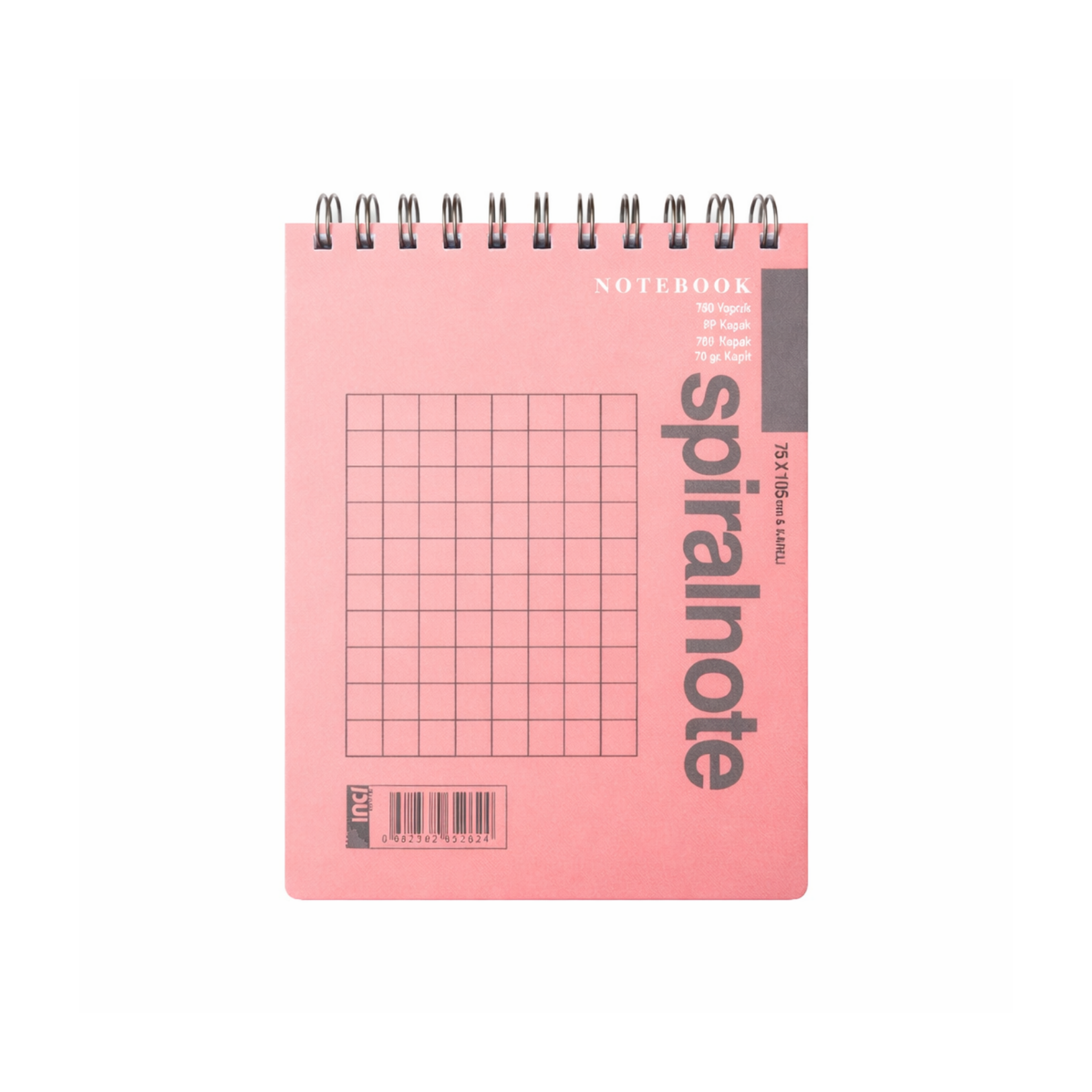 İNCİ A6 PP KAPAK KARELİ 75X105 MM 12 Lİ ÜSTTEN NOT DEFTERİ 70 YPR