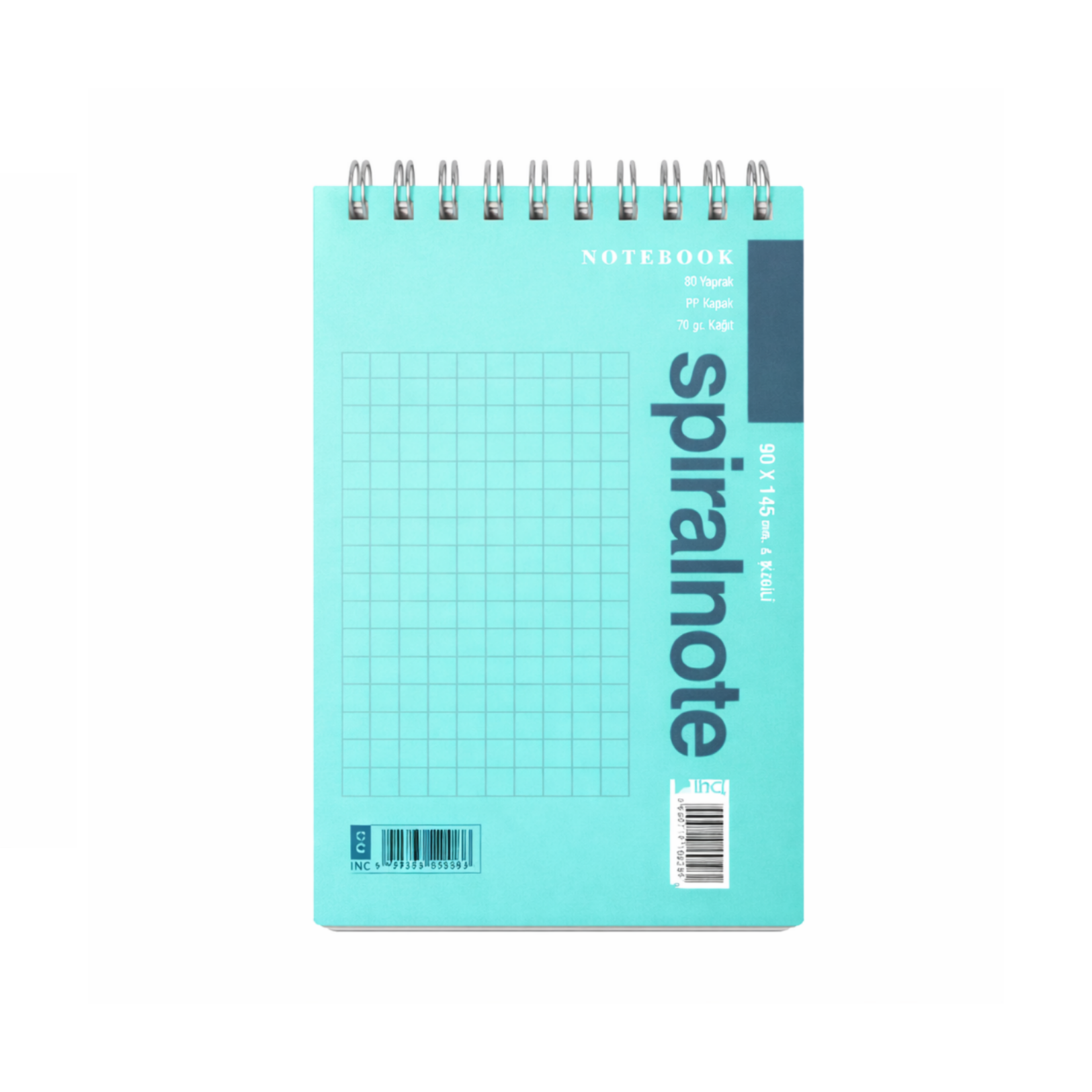 İNCİ PP KAPAK KARELİ ÜSTTEN SPRALLİ 90X145 MM 12 Lİ