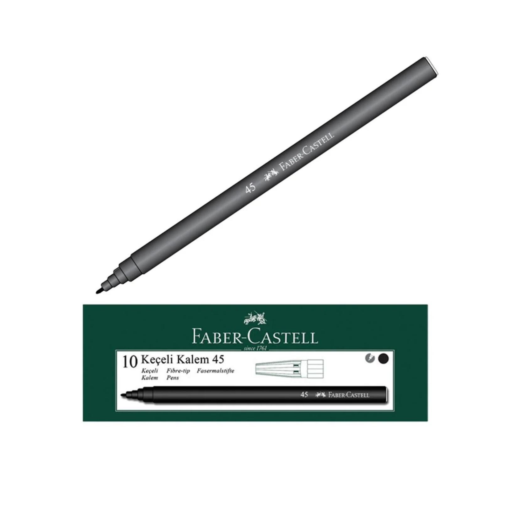 FABER CASTELL SİYAH KEÇELİ KALEM 10 LU
